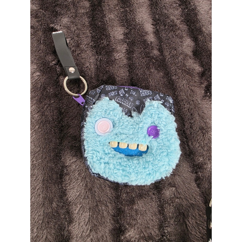 Fuggler Funny Ugly Monster Mini Backpack Coin Purse Keychain Blue Fuzzy Teeth
